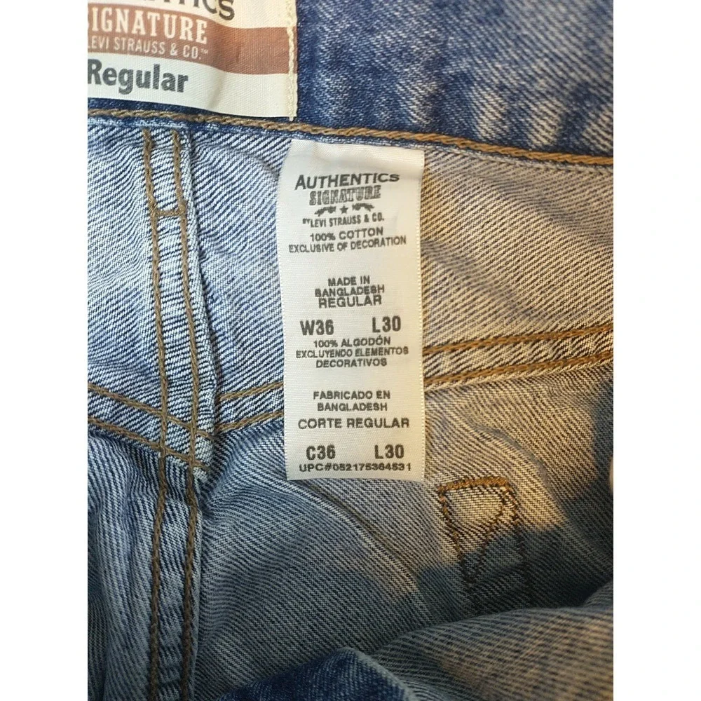 Levi Strauss Signature Mens Regular Fit Light Wash Blue Denim Jeans W36 L29